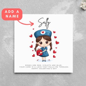 Personalisierte Valentinstag Karte Krankenschwester Partner Frau Freundin Karte Niedliche Cartoon Hebamme Krankenschwester Frau Krankenpflege Krankenhaus Niedliche Karte für Krankenschwester