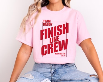 Personalised Marathon Finish Line Crew T-Shirt | Team Name and Location Retro Running Tee Marathon Support Tee