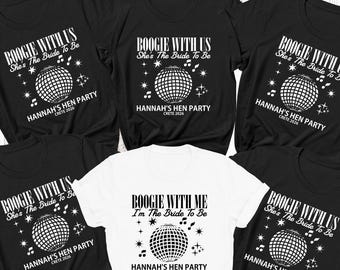 Boogie With Me I'm The Bride Personalisierte Junggesellinnenabschieds-Shirts Brautparty Disco passende individuelle Junggesellinnenabschieds-Outfit-Tops SCHWARZ