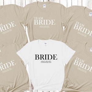 Custom Personalised Hen Party T shirts Team Bride Bridal Party Shirts Personalised Matching Tribe Bachelorette Hen Party Tops Bride To Be image 1