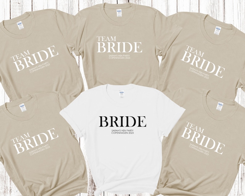 Custom Personalised Hen Party T shirts Team Bride Bridal Party Shirts Personalised Matching Tribe Bachelorette Hen Party Tops Bride To Be image 1