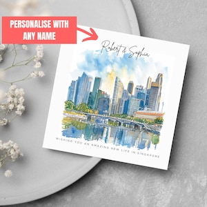 Personalised Name Emigrating Card Moving To Singapore Moving Abroad Card Leaving Card Moving Card Good Luck Bon Voyage Asia