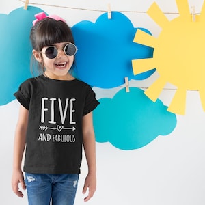 Five And Fabulous Kids T-shirt Birthday Gift Party Child Sibling Celebration Present T Shirt 5 Year Old Fifth Birthday