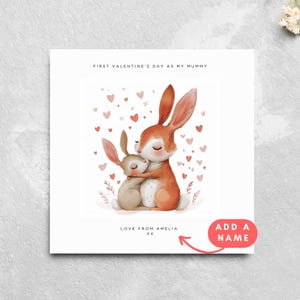 Gepersonaliseerde eerste valentijnsdagkaart als mama nieuwe mama valentijnskaart van baby kind mama Valentijn aquarel vos baby schattige dieren