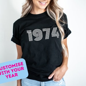 Custom Year Adult Unisex Crew Neck T-Shirt Tshirt Tee T Shirt Birthday Date Special Occasion Wedding Anniversary Personalised Personalized