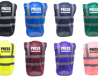 Press Photographer Enhanced Visibility Vest - Hi Viz - Hi Viz - Safety Reflective Vest Event Attire Jacket Cover Business Uniform Waistcoat