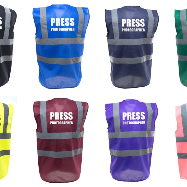 Press Photographer Enhanced Visibility Vest - Hi Viz - Hi Viz - Safety Reflective Vest Event Attire Jacket Cover Business Uniform Waistcoat