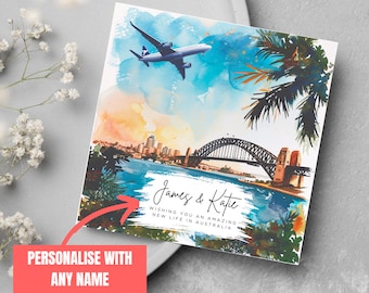 Personalised Name Emigrating Card Moving To Australia Moving Abroad Card Leaving Card Moving Card Good Luck Oz Bon Voyage Australia Card