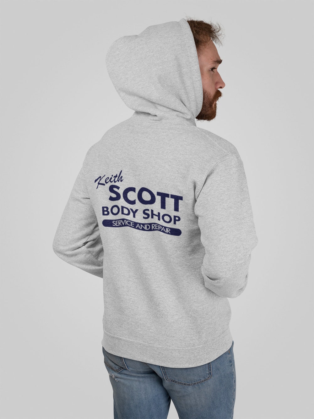 Keith Scott Body Shop One Tree Hill Inspired Adult Grey Hooded Sweatshirt With Print On Rear Only Hoodie New Hoodie