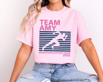 Personalised Marathon Support Crew T-Shirt | Custom Team Name And Year Retro Running Tee