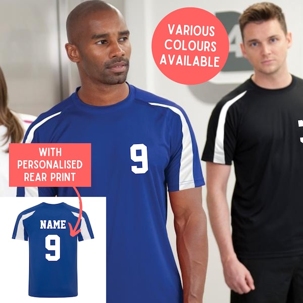 Adults Personalised Sport Football T-Shirt Contrast Football Shirt Name & Number Football Team Kit Custom Number Squad Sports