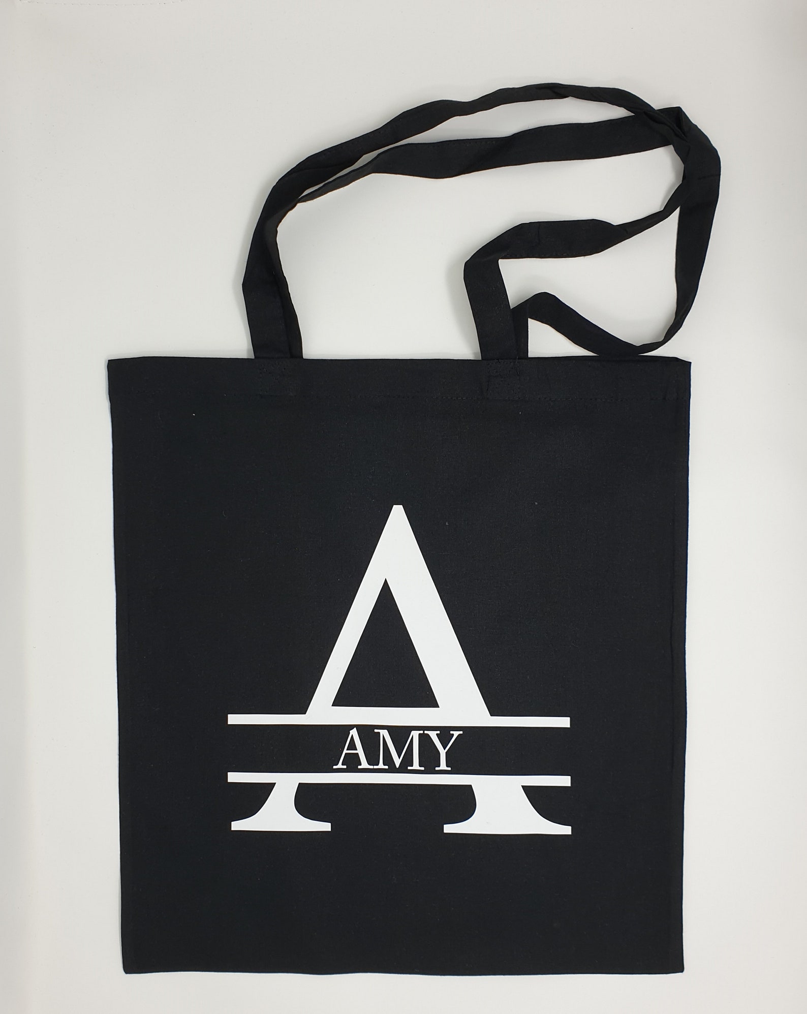 Personalised Tote Bag Name Initial Monogram Lightweight Cotton Etsy