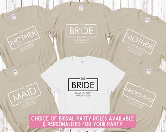 Custom Personalised Hen Party T shirts Bridal Role Mother Of Bride Bridesmaid Team Bride Bridal Shower Shirts Bride To Be Maid of Honour SAN