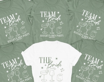 Personalisierte Junggesellinnenabschied-T-Shirts, Team Braut, Brautjungfern-Shirts, personalisierte passende Junggesellinnenabschied-Tops, Braut in spe, Salbeigrün
