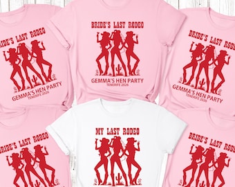 Personalised Hen Party T shirts LAST RODEO Team Bride Bridal Party Shirts Matching Tribe Bachelorette Hen Party Tops Cowboy Western