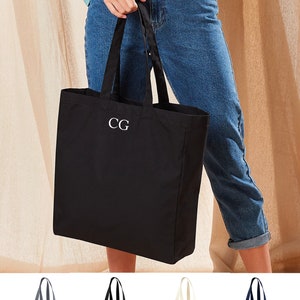 Petit sac cabas personnalisé en toile de coton monogramme initiale, sac à provisions, travail, étude, vacances, fourre-tout personnalisé, fourre-tout personnalisé
