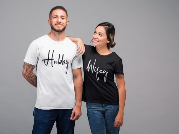 Hubby Wifey Couples TShirt Husband Wife Married Newlywed | Etsy