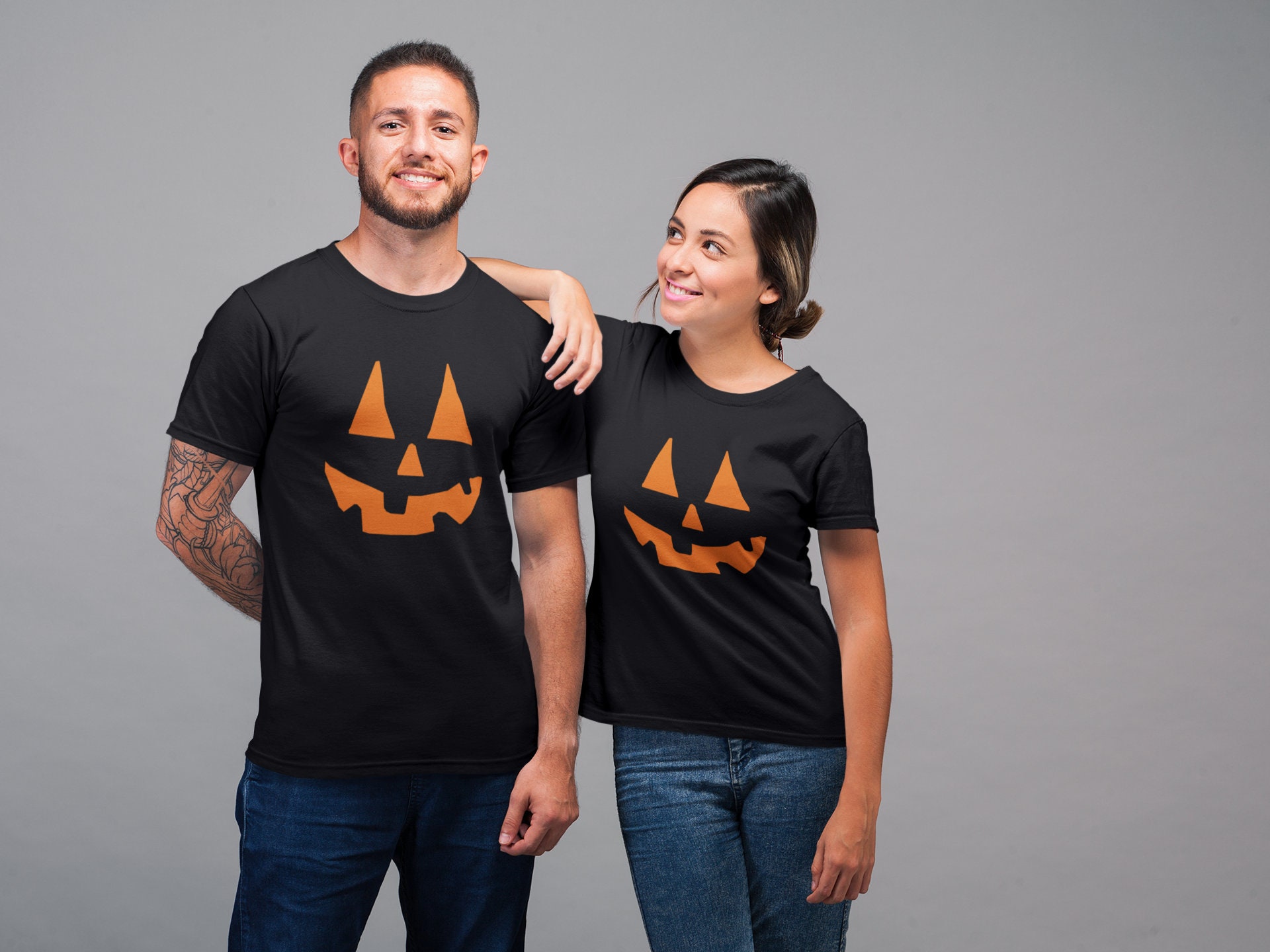 Pumpkin Face Couples His Hers Halloween Tshirt Fancy Dress Party Matching His Hers Outfit Halloween Shirt Halloween Shirts Couples Mr Mrs
