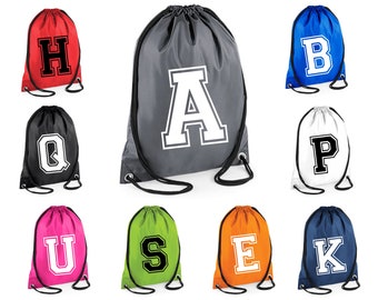 INITIAL Drawstring Bag School Club PE Sport College Retro Set Letter Soccer Polyester Football Games