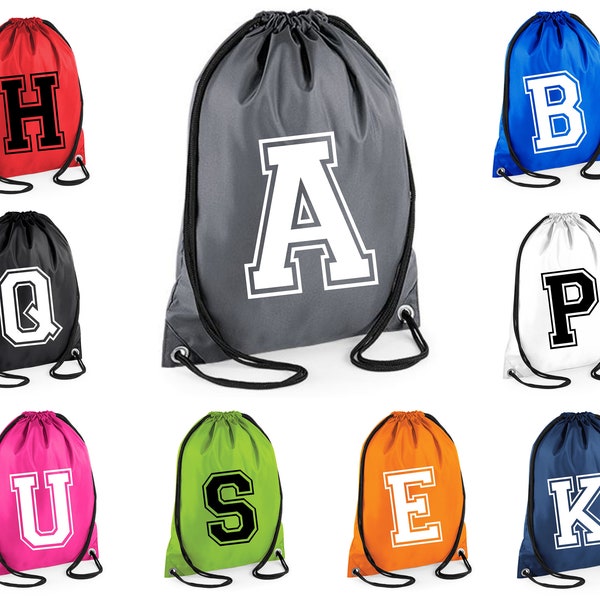 INITIAL Drawstring Bag School Club PE Sport College Retro Set Letter Soccer Polyester Football Games