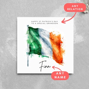 Personalisierte Name St Patrick Tageskarte Irische Flagge Irland Irisch Personalisierte irische Karte Gälisch 17 März St Patrick Tricolor Ein Trídhathach