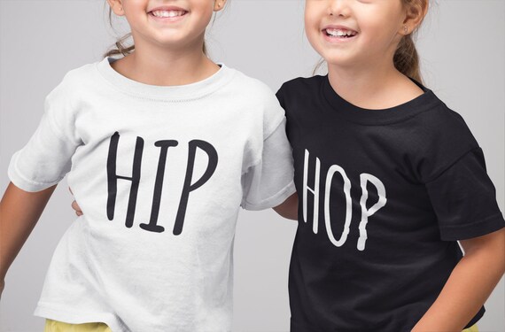 Hip Hop Twins Kids Toddler Baby Tshirt Brother Sister Sibling Friend Matching