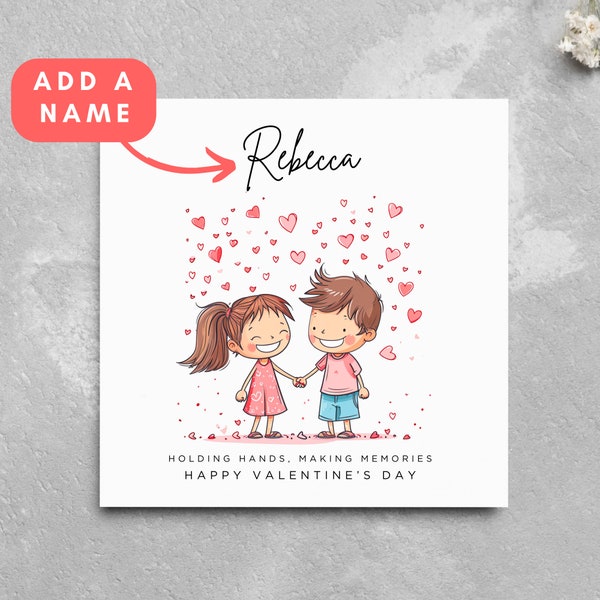 Personalised Valentine's Day Card Partner Wife Husband Girlfriend Boyfriend Couple Cute Cartoon Romantic Custom Name His Hers Fiance Fiancee