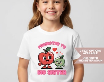 Promu au rang de t-shirt grande soeur pour enfant : un frère ou une sœur dévoile un haut blanc, faire-part d'un nouveau bébé