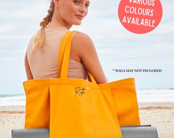 Personalisierte kleine Name Bio Yoga Einkaufstasche, Schreibschrift, benutzerdefinierte Yoga Tasche, Yogamatte Tasche, Pilates Tasche, Meditationstasche