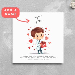 Personalisierte Valentinstag Karte Doktor Partner Ehemann Freund Partner Karte Niedlicher Cartoon Doktor Chirurg Gesichtsausdruck