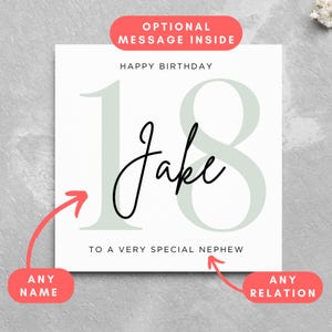 Personalisierte 18. Geburtstagskarte Namenskarte für Freund, Karte für Verwandte, Meilenstein-Geburtstagskarte Achtzehnter Geburtstag, 18.Geburtstagskarte