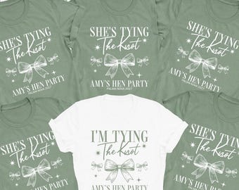 Personalisierte Junggesellinnenabschieds-T-Shirts, Brautparty-Shirts, personalisierte Partner-Tops für Junggesellinnenabschiede, Braut in spe, Salbeigrün