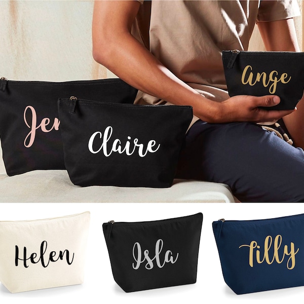 Personalised Make Up Bag Cosmetic Wash ANY NAME Birthday Gift For Bridesmaid Wedding Rose Gold Pink Rose Gold Bag