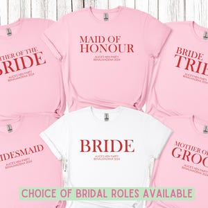 Custom Personalised Hen Party T shirts Bridal Role Mother Of Bride Bridesmaid Team Bride Bridal Shower Shirts Bride To Be Maid of Honour
