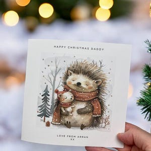 Personalisierte Igel Daddy Weihnachtskarte von Kind Kinder benutzerdefinierte Name erste Weihnachten als Daddy von Baby oder Kinder