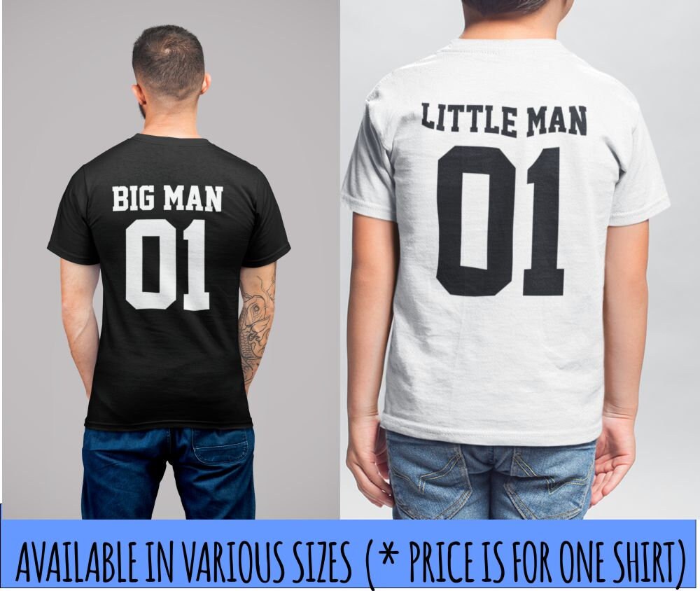 Big Man Little Man Father Son Matching T-Shirt Parent Child Twinning Dad Son Fancy Dress Christmas Day Sibling Big Brother Little Brother