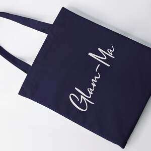 Glam-Ma Grandma Lightweight Cotton Tote Bag Gran Granny Tote Gift Nanny Nan Nana Nanna Grandparent Gift Navy