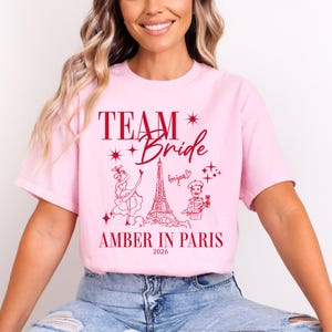 Camisetas personalizadas para despedida de soltera en París Camisetas para el equipo de la novia Camisetas para la fiesta nupcial Camisetas personalizadas a juego para despedida de soltera Camiseta para la futura novia francesa Team Bride