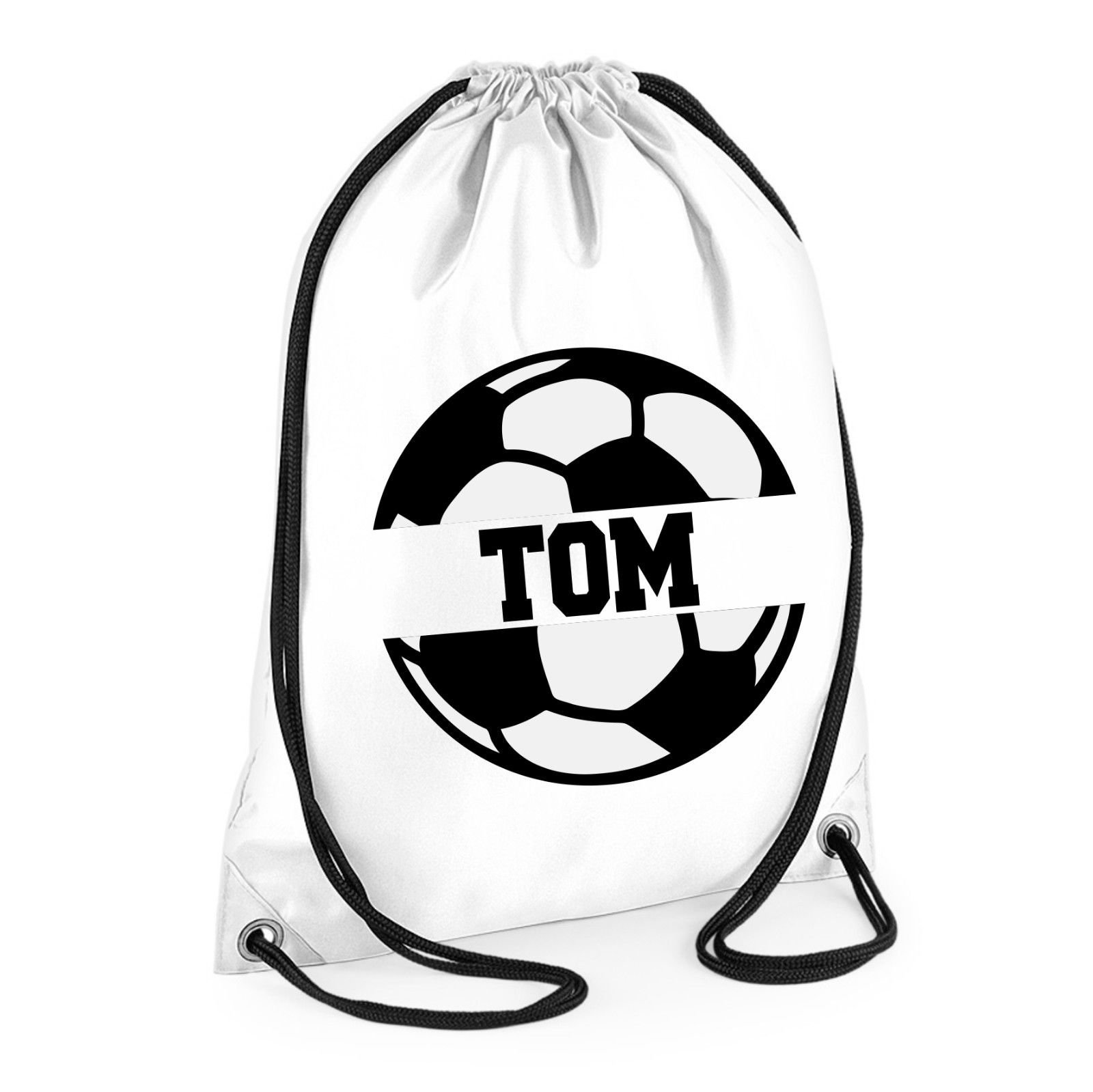 Personalised Name Drawstring Football Bag SPLIT Design School Club PE Custom Name Childrens Adult College Bag Kids Backpack Soccer Bag Name