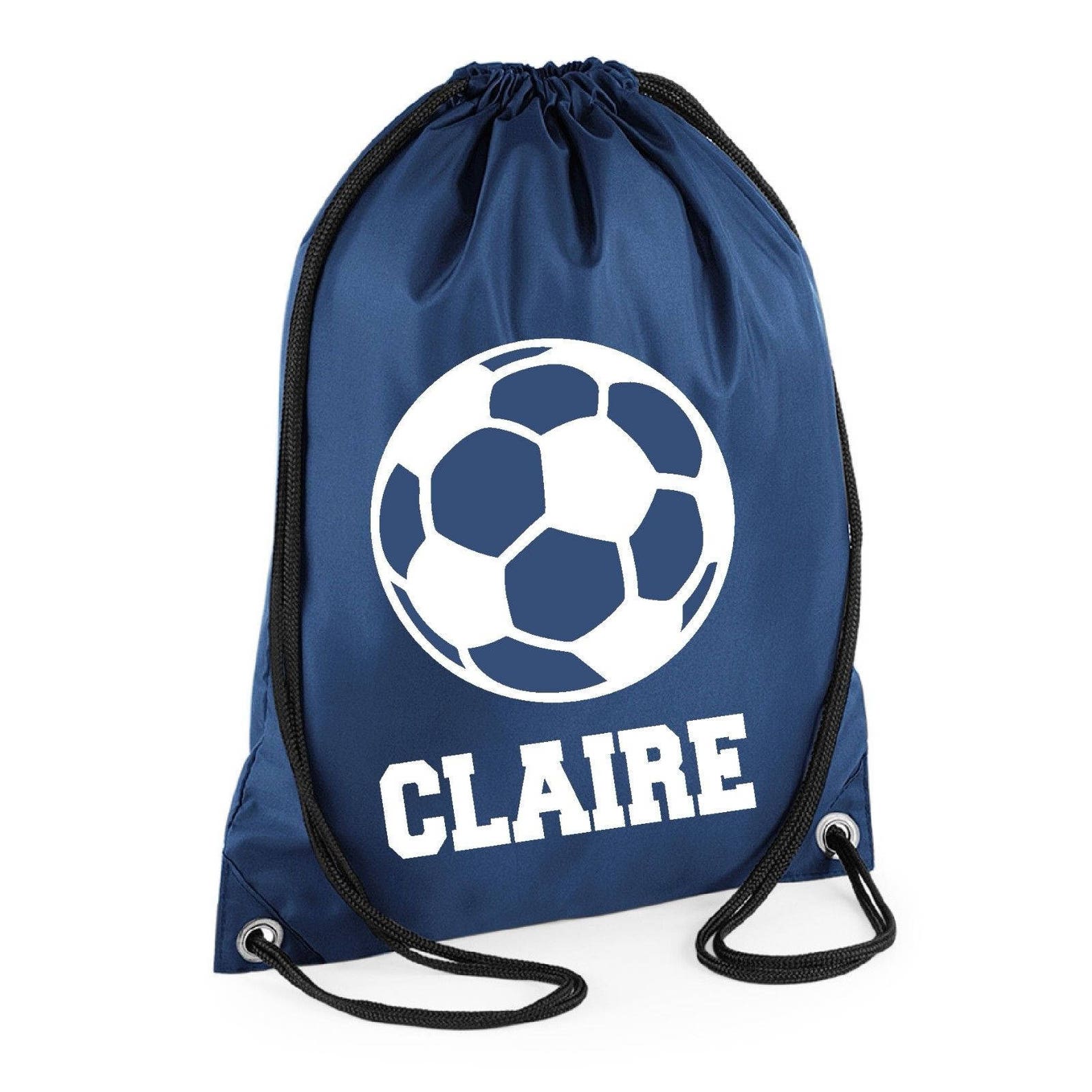 Kids Personalised Name Drawstring Football Bag School Club PE Etsy