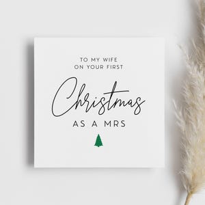 Vrouw eerste kerst als mevrouw Kerstwenskaart Vierkante kaart Vrouw aanstaande bruid Our First Christmas Wifey Kerstkaart