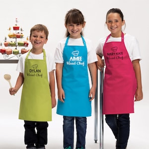Personalised Kids Childrens Head Chef (Name) Apron Baking Cooking Novelty Gift Child Personalized Custom Baking Cookery Fan