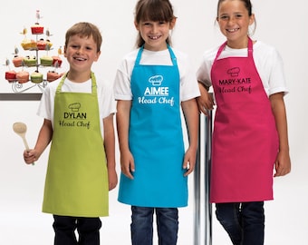 Personalised Kids Childrens Head Chef (Name) Apron Baking Cooking Novelty Gift Child Personalized Custom Baking Cookery Fan