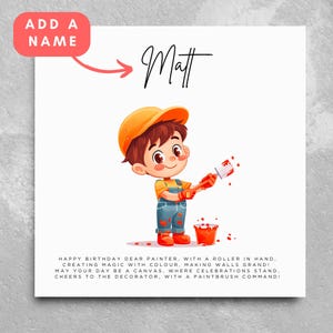 Carte d'anniversaire personnalisée partenaire mari petit ami peintre décorateur carte dessin animé mignon ami parent