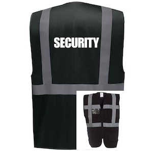 SECURITY Multifunction Enhanced Safety Vest Waistcoat Hi Viz/Vis Visibility Workplace/Business/Staff, Nightclub, Bouncer, Safety
