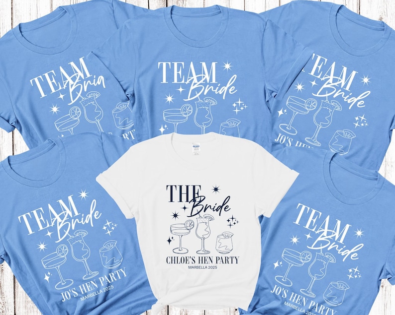 Gepersonaliseerde T-shirts vrijgezellenfeest Team Bruid Bruidsfeest Shirts Gepersonaliseerde bijpassende Stam Vrijgezellenfeest Tops Bride To Be Custom afbeelding 1
