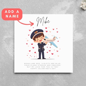 Personalisierte Valentinstag Karte Partner Frau Mann Freund Pilot Flugzeug Liebhaber Trauzeugin Karte niedliche Cartoon Auto Karte Avgeek Fliegen