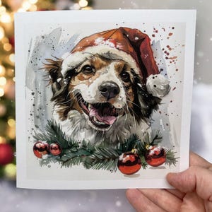 Süße Hunde Weihnachtskarte, Karte für Hundebesitzer, Haustierbesitzer Weihnachten, Hunde Weihnachtskarte, Aquarell Hund, Festliche Karte, Karte für Tierliebhaber,