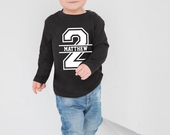 2nd Birthday Personalised Kids LONG SLEEVE T-Shirt Birthday Gift Party Child Sibling Celebration Present T Shirt 2 Year Old Second Birthday