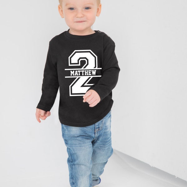 2nd Birthday Personalised Kids LONG SLEEVE T-Shirt Birthday Gift Party Child Sibling Celebration Present T Shirt 2 Year Old Second Birthday